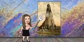 Bitmoji pointing to a picture.
