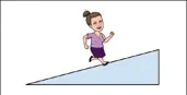 Women bit emoji running up a ramp.