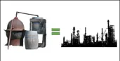An image of an old barrel and another image of an industrial area.